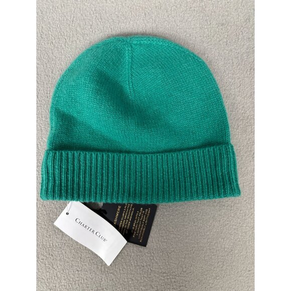 Charter Club 100% Cashmere Teal Knit Beanie Luxury Warm Winter Accessory OS NWTs - Picture 3 of 5